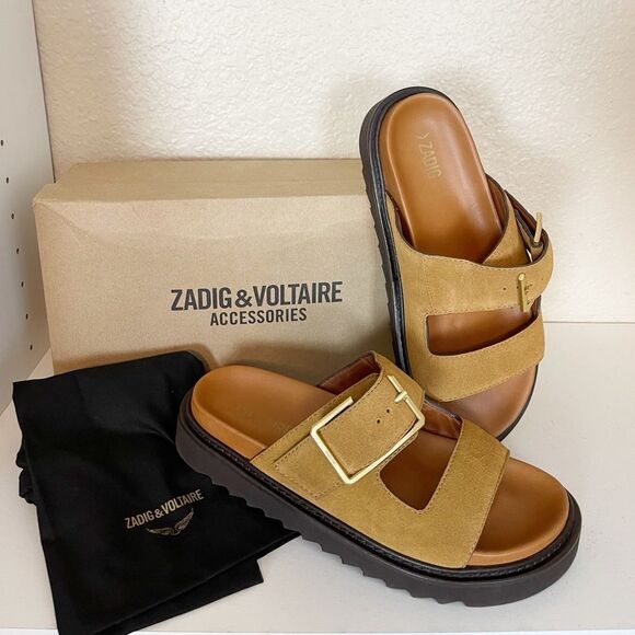 Zadig & Voltaire Alpha Cecilia real suede Sandal in Brown Suede. 40/8.5-9 - Picture 6 of 14